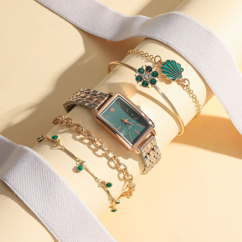 MD-S01362 Women’s fashion ins square gold and steel with graduated quartz watch